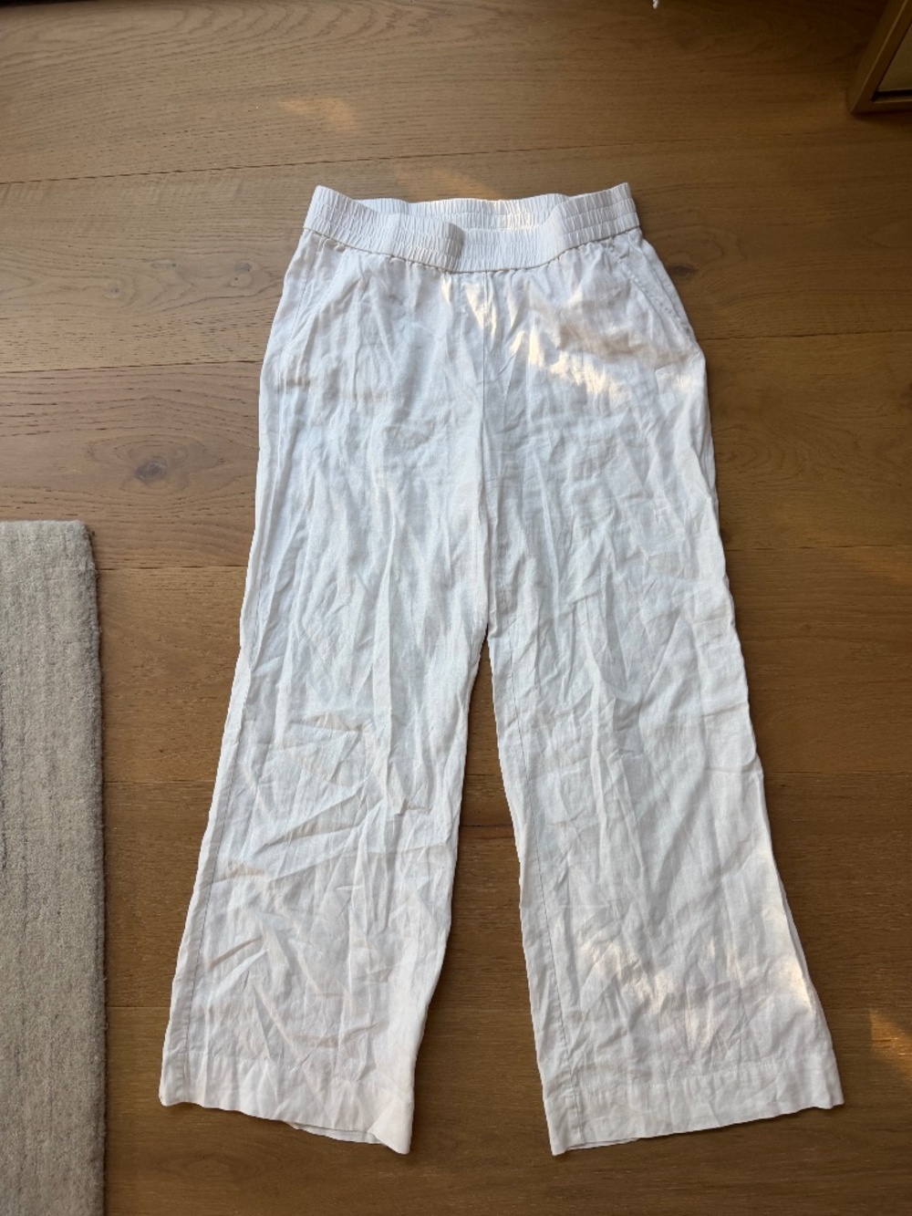 Andie White Linen Blend Wide Leg Pants – Size M